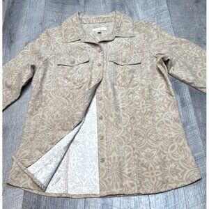 Croft Barrow Shirt Womens XS Faux Suede Button Up‎ Long Sleeve Paisley Boho NEW
